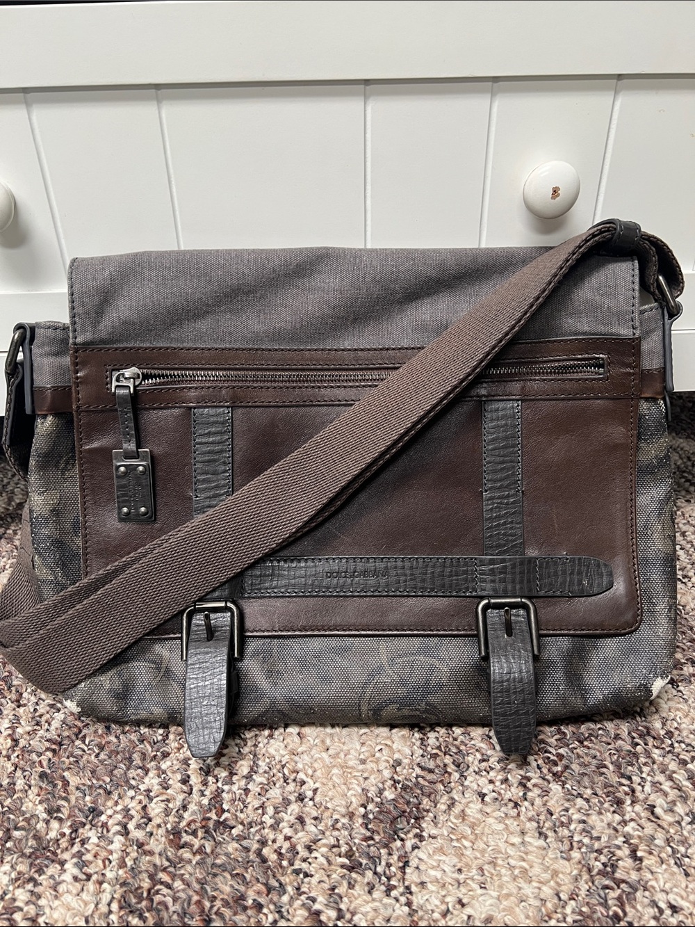 Y2K Dolce and Gabbana Canvas/Leather Messenger Bag